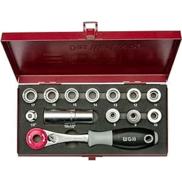 1/2 Inch Through Socket Set 40 in 1 Set with Various Socket Spanner Inserts and Through Ratchet | 13 Pieces | No. 3960 | WGB