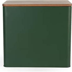 Salter Toronto Green Bread Bin - Acacia Wood Lid, Powder Coated Finish, Easy Cleaning, Storage of Breads, Bagels, Pastries, Large Bread Bin Storage Container, 28 x 20.5 x 25 cm