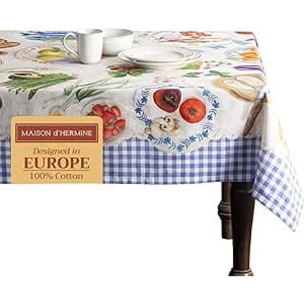 Maison d' Hermine, Rectangle Tablecloth 100% Cotton Tablecloth for Dining Room Country Home Hotel Parties and Weddings Gourmet Table Cloth Gift for Mother's Day Spring Summer 140x230cm