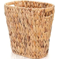 Wicker Waste Basket, Hand Woven Trash Can with Built-in Handles, Water Hyacinth Waste Bin, Waste Storage Bin for Bedroom, Bathroom, Kitchen, Office, Laundry Room,