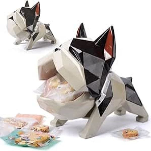 HAUCOZE Storage Jars Biscuit Tin Bulldog Decor Gift Animal Figures Sculpture Modern Statue Arts Living Room Ornament Polyresin Home Decoration 24 cm