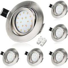 Recessed Spotlights LED 5 W Flat 30 mm LED Spotlights 230 V Swivelling Spotlights Ceiling Light Stainless Steel Round Ceiling Spotlights Warm White for Living Room, Kitchen, Office