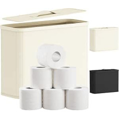 Lifewit Toilet Paper Storage Basket with Lid, Bamboo Bathroom Organiser Storage Cabinet for Rolls Toilet Paper, Toilet Paper Container for Bathroom, Laundry Room, 43 x 17 x 33 cm, 23 L, White