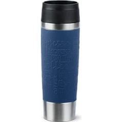 Emsa N20221 Travel Mug Classic Insulated Mug 0.5 Litres, Comfort Screw Cap, Stainless Steel, 6 Hours Hot and 12 Hours Cold, 100% Leak-Proof, Dishwasher Safe, 360° Drinking Opening, Dark Blue