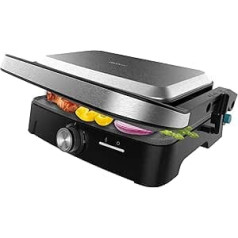 Cecotec Rock'nGrill Electric Grill 1500 Full Open, 1500W, 180° Opening, RockStone, Non-Stick Coating, Floating Plate, Grease Trap, Vertical Storage, Adjustable Temperature, 281 x 173 mm