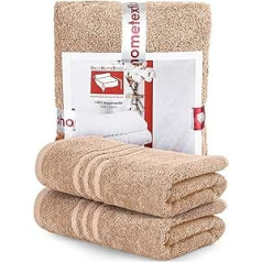 DecoHomeTextil Hand Towel Set 2 Hand Towels 50 x 100 cm in Beige 100% Cotton High Quality Cuddly Soft and Absorbent