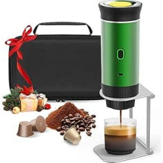 Bostar Portable Coffee Maker with Carry Bag/Foldable Coffee Holder, 3 in 1 Portable Electric Espresso Machine (Green)
