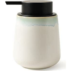 BosilunLife Keramik-Spülseifenspender für Badezimmer, 340 ml, nachfüllbar, Flüssigseifenspender für ätherisches Öl, Lotionspender mit Pumpe (Flüssigkeit, Seladon)