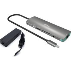 Doku stacijas komplekts usb-c metal nano 4k hdmi lan ar barošanas padevi 100w + lādētājs 100w