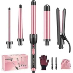 5-in-1 Ceramic Curling Iron with Straightener - BESTOPE MIX Curling Iron Set with Various Attachments for Large and Small Curls, 10-32 mm Quick Heating, 2 Adjustable Temperatures for Long Short Hair