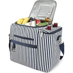 Kato Tirrinia 20 L Large Cooler Bag, Insulated Bag, Foldable Picnic Basket, Cool Box with Bottle Bag, 2 Bottles & Beer Bottle Opener, Cooling Basket, Thermal Bag for Camping, BBQ, Beach, Car, Shopping