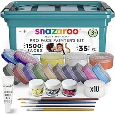 Snazaroo Schminkbox für Kinder & Erwachsene – inkl. Schminkfarben, Glitzer, Pinsel & Schwämme – Schminkset für Halloween, Karneval, Party, Fasching – Hautfreundlich & leicht abwaschbar