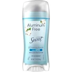 Secret Aluminum Free Deodorant for Women, 48 Hour Odor Protection, Paraben Dyes Talc & Baking Soda, PH Balancing Minerals, Dry Solid, Cotton Scent, 61 g