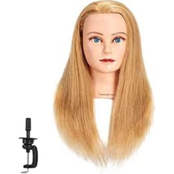 Mannequin Head with 100% Human Hair Training Head 28-30 Inch with Table Clamp