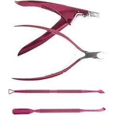 Maniküre Werkzeuge Cutter Double Head Rose Color Multifunktionsschieber Remover Polish Pedicure Stick Trimmer für Nail Art, Metallbox 4 tlg