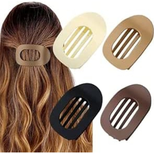 Flat Hair Clips for Women French Design Flat Hair Claws for Women Girls Strong Hold Non-Slip Matte Medium Classic Hair Clips for Thick Thin Hair