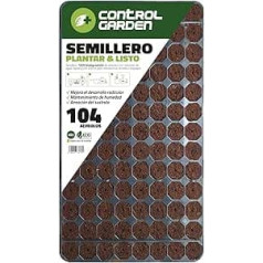 Seed Tray with 104 Germ Cells for Wet Germination, Seed Propagator with Moist Soil and Hole for Seed or Plant, Self-Watering and Optimised Growth Formula