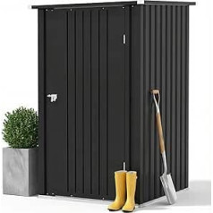 JUMMICO Metal Tool Shed 1.5 m³ Tool Shed 95 x 99 x 160 cm, Small Garden Shed with Pent Roof and Lockable Revolving Door, Garden Shed for Backyard, Patio, Lawn, Anthracite