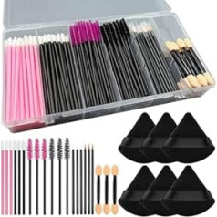 250 Pieces Disposable Makeup Brush Set - Professional Triangle Puffs, Mascara Sticks, Lip and Eyeliner Brush with Organizer Box for Makeup Artists, Salon and Travel