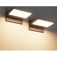 Aipsun 2 x Outdoor Wall Light, Outdoor Lamp, 24 W Wall Light Outdoor/Indoor with Swivelling LED Panel, Warm White 3000 K IP65 Waterproof Outdoor Light for Hallway/Pathway, Anthracite