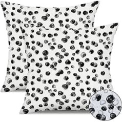 DFXSZ Outdoor Cushion Covers 16x16 Inch Set of 2 Black Dots Waterproof for Patio Garden Sofa Couch