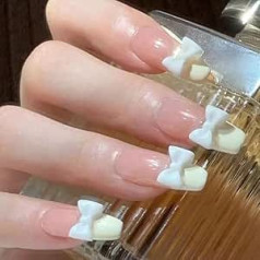 Temperamentverbesserungs-Nagelpflaster, handgefertigter Nagel, trägt einen Bogennagel, fortgeschrittene Nagel-Online-Promi-Explosionen, gefälschte Nägel, Patch-Fertigprodukt (10 Stück). (Color : Milk