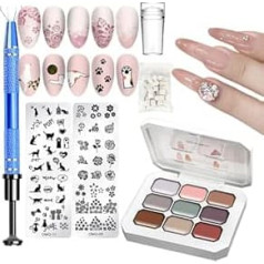 Solide Gel-Nagellackpalette, Politur Farbset, Art Pat Gradient Maniküre mit Schwämmen und Metallgreifer für Zuhause Erwachsene Mädchen Frauen