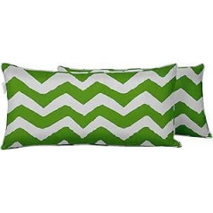 Indoor/Outdoor Polyester Fabric Lumbar Cushion Cover, All-Weather Rectangular Cushion Cover for Patio Furniture, 16 x 24 Inches, Set of 2 - Chevron