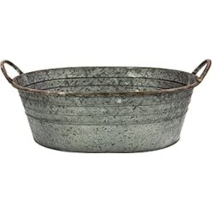 Galvanised Tub, Bowl for Planting, Garden Decoration, Outdoor, Water Tub, Mini Pond, Balcony Decoration (48 cm)