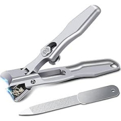 Nail Clippers for Seniors, Thick Nails, Heavy Duty Toenail Clippers for Men with Safety Clasp, Wide Jaw Opening Toenail Clippers, No Splash, Heavy Duty, Sharp Fingernail Clippers with