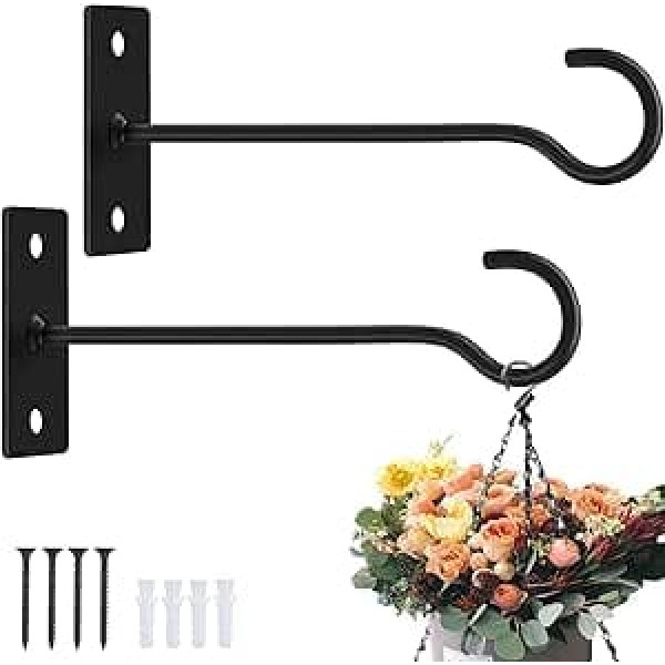 Ceiling Hooks for Plants Hanging, Wall Plant Bracket, Wall Hanging for Indoor Outdoor Planters Lanterns Wind Birds Glockenspiel Flower Hanging (2 Pack, 6 Inch)