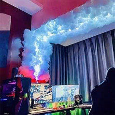 Thunder Cloud Lamp, 3D RGB Thunder Cloud LED Light Set, Cloud Music Sync, Multicoloured LED Strip, DIY Creative Thunder Cloud Lamp for Wall and Ceiling, 20m/65ft