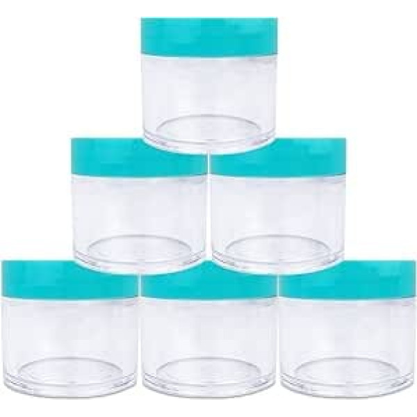 Beauticom USA Acrylic Jars with Flat Lids for Creams, Lotions, Makeup, Cosmetics, Samples, Herbs, Ointments, Pack of 6