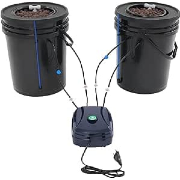 Hydroponic Propagation Kits, DWC Hydroponic Growing System with 2 Buckets and Air Pump, 5 Gallon Deep Water Culture with Pot Drip Kit, Water Level Indicator