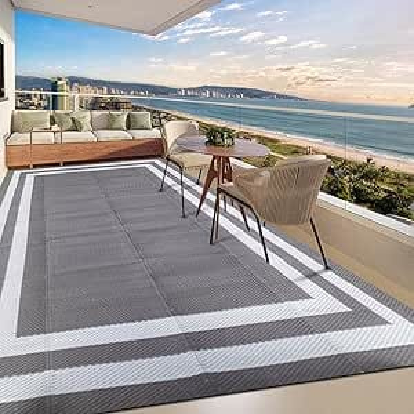 Outdoor Rug Waterproof Reversible Patio Rug 8x10ft Plastic Straw Outdoor Rug Foldable Plastic Camping Mat for Outdoor RV Patio Picnic