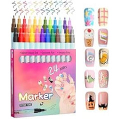 Nagellackstifte, 24 Farben, schnell trocknende Stifte für Acrylfarben, auffällige Farbtöne, gepunktetes Futter für Anfänger, Teenager, Mädchen, Party