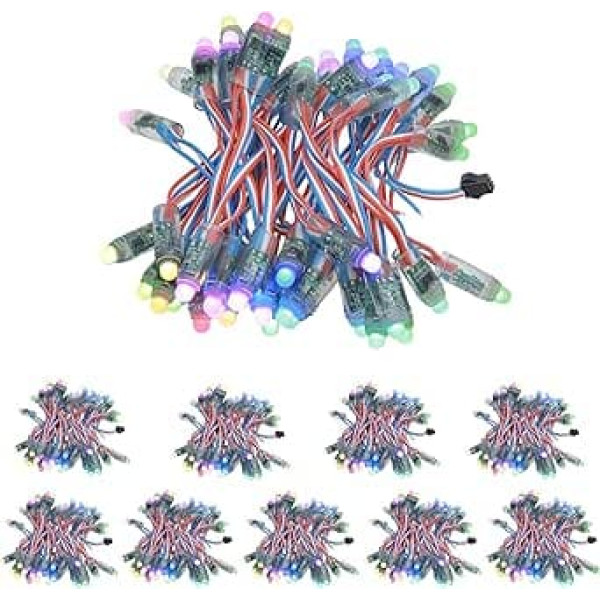 ALITOVE 500pcs 12V WS2811 Pixels Individually Addressable RGB Fairy Lights 12 mm Diffused Digital Full Colour Programmable LED Module Light Waterproof IP68 (10 x 50 LEDs/String)