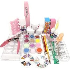 Acrylic Powers Kit Acrylic Powder and Acrylic Liquid Set of 12 Glitter Powders Professional DIY Nail Art Brush Nail Tips Acrylic Decorations Kit