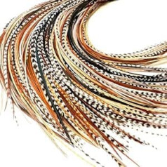 21 Feathers Natural Hair 7-12 Inch Long Feathers for Hair Extension Natural Hair Eye-catching Design 20 Micro Link Beads