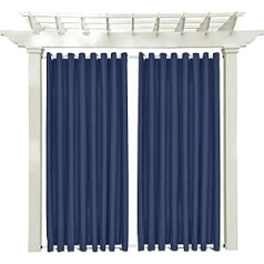 macochico Outdoor Blackout Windproof Curtains Panels Antique Bronze Grommet Top and Bottom Window Drapes Multi Size Colour for Patio Gazebo Garden Cabana Insulated Privacy Screen 100W x 96L Navy
