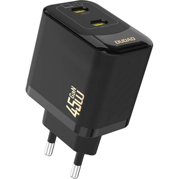 Dudao 2xUSB-C GaN PD 45W tīkla lādētājs - melns