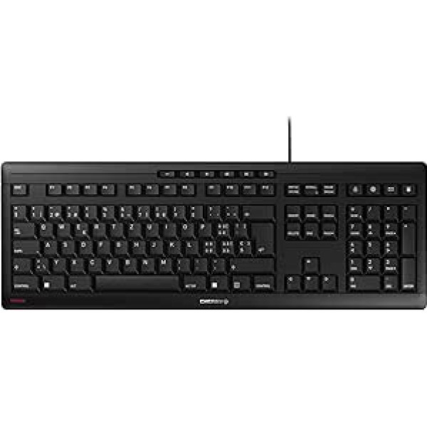 CHERRY Stream Wired Keyboard Swiss Layout (QWERTZ), Quiet Keystroke, Unique Typing Feel, Flat Design, Black