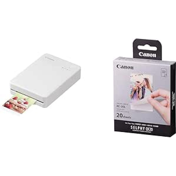 Canon Selphy QX20 White + XC-20L Vol. 20 Colour Ink/Label Set