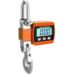 LCD Digital Display, Crance Scale, 0.05-500 kg, Portable Industrial Electronic Heavy Duty Hook Crane with Unit Change Function (Orange)