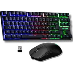 The G-Lab Oxygen EX Combo - RGB LED Wireless Gaming Keyboard and Mouse Set TKL Format Spanish Layout and Wireless Gaming Mouse 3200DPI - PC/PS4/PS5
