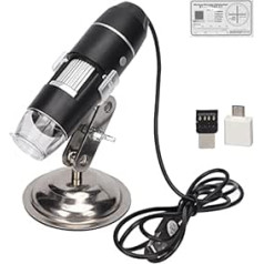 Digital Microscope, Skin Analyzer, Hair Detector, Portable USB Inspection Camera, 0-200X Magnification, with Stand and 8 White LED Lights, Compatible with Windows XP