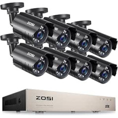 ZOSI Surveillance Camera Kit with 8-Channel H.264 DVR and 8 Indoor/Outdoor IR Weatherproof Cameras ( NO Hard Drive Included)