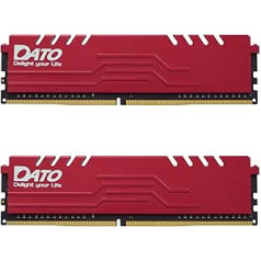 DATO 32GB RAM (16GBx2), DDR4 3200MHz with Heatsink, PC4-25600 CL16 1.35V 288-Pin Non-ECC UDIMM Desktop Memory Module for Gaming, Extreme Red