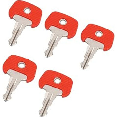 702 Forklift Ignition Key - 5 Replacement Start Keys 209068 Compatible with Manual Electric Hydraulic Forklifts, Red and Silver