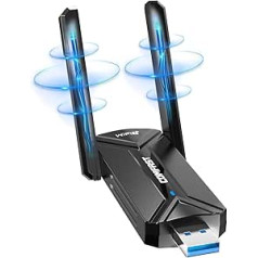 COMFAST WLAN Stick, WiFi7 6500Mbps USB WLAN Adapter Wireless USB Adapter Tri-Band WiFi Dongle with High-Gain Dual Antennas, OFDMA & MU-MIMO Technology, WPA3, Plug & Play without Driver for Windows 10